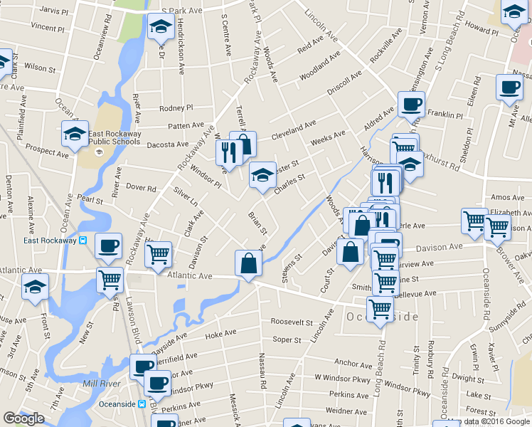 map of restaurants, bars, coffee shops, grocery stores, and more near 2901-2965 Charles St in Oceanside