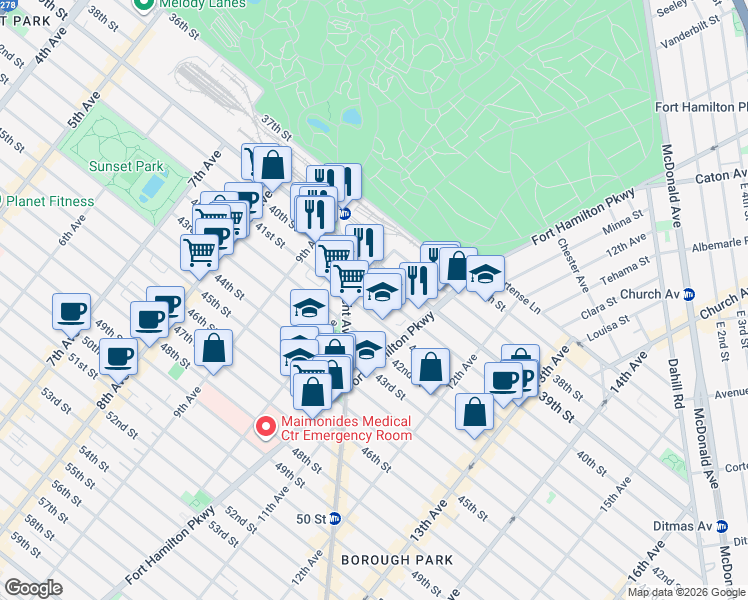 map of restaurants, bars, coffee shops, grocery stores, and more near in Brooklyn