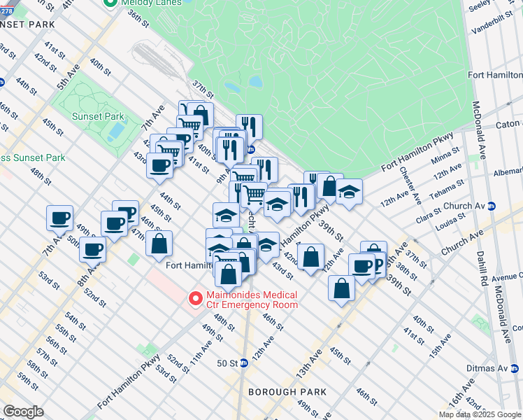 map of restaurants, bars, coffee shops, grocery stores, and more near in Brooklyn
