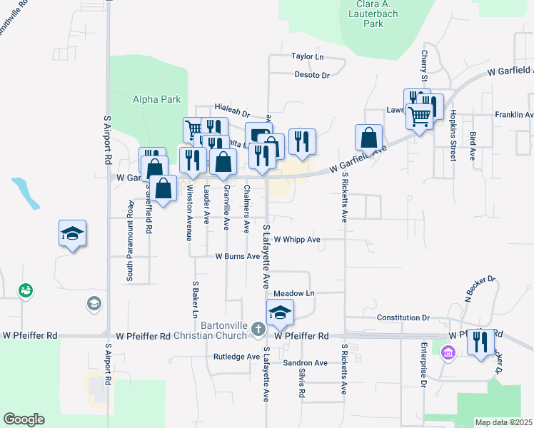 map of restaurants, bars, coffee shops, grocery stores, and more near 3728 Chalmers Avenue in Bartonville