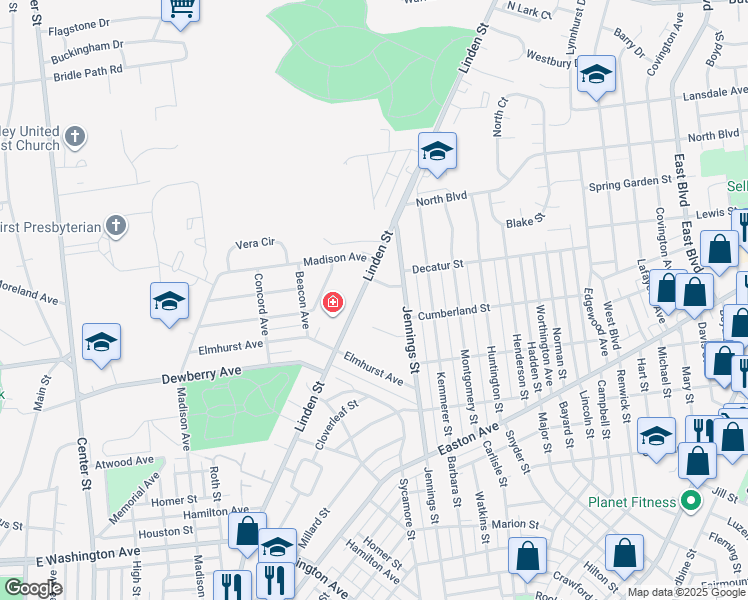 map of restaurants, bars, coffee shops, grocery stores, and more near 704 Decatur Street in Bethlehem