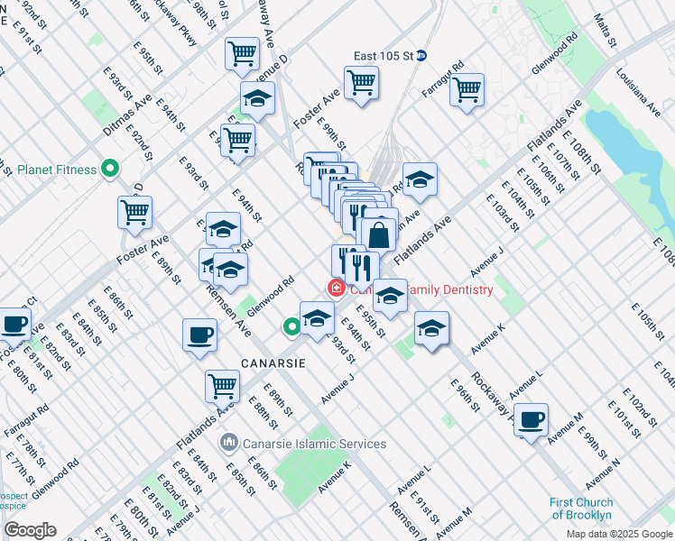 map of restaurants, bars, coffee shops, grocery stores, and more near in Brooklyn