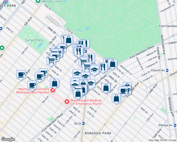 map of restaurants, bars, coffee shops, grocery stores, and more near in Brooklyn