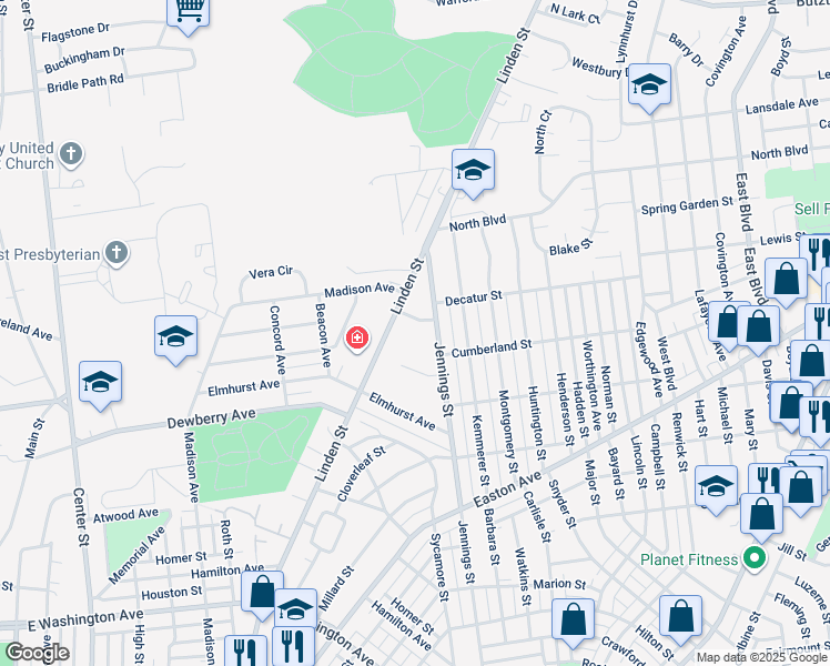 map of restaurants, bars, coffee shops, grocery stores, and more near 722 Decatur Street in Bethlehem