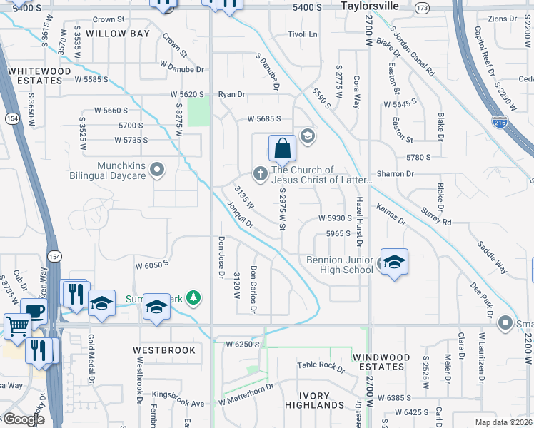 map of restaurants, bars, coffee shops, grocery stores, and more near 3020 Rosa Vista Drive in Salt Lake City