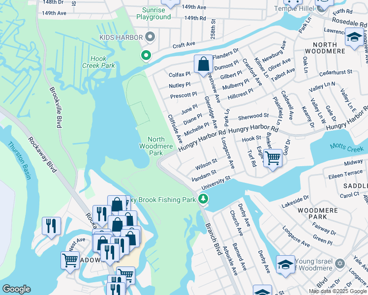 map of restaurants, bars, coffee shops, grocery stores, and more near 750 Hungry Harbor Road in Valley Stream