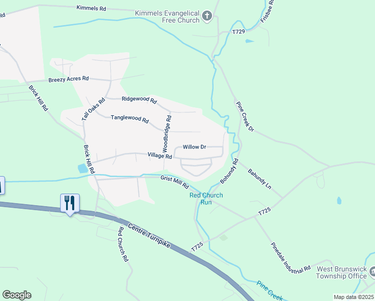 map of restaurants, bars, coffee shops, grocery stores, and more near 1040 Willow Drive in Orwigsburg