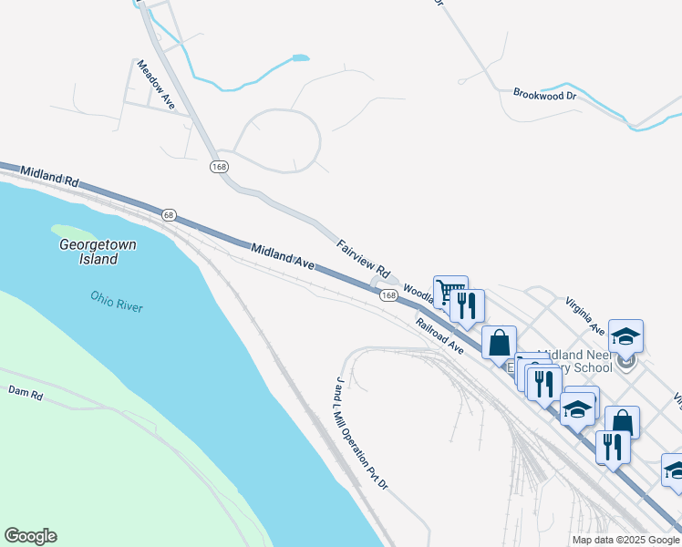map of restaurants, bars, coffee shops, grocery stores, and more near 157 Midland Avenue in Midland