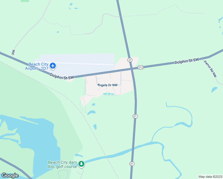 map of restaurants, bars, coffee shops, grocery stores, and more near 5320 Angela Drive Northwest in Beach City
