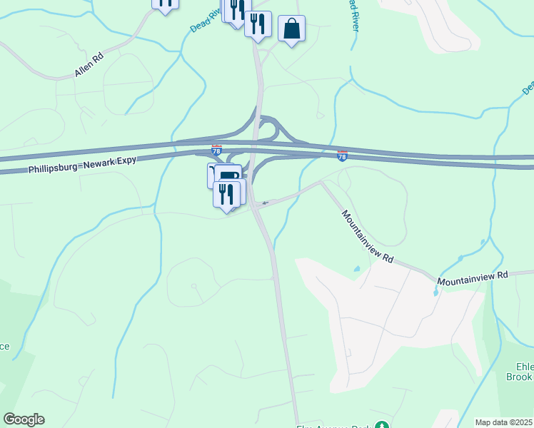 map of restaurants, bars, coffee shops, grocery stores, and more near 154 Liberty Corner Road in Warren