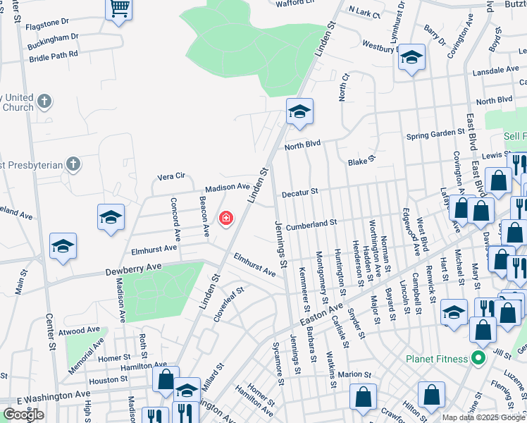 map of restaurants, bars, coffee shops, grocery stores, and more near 722 Decatur Street in Bethlehem