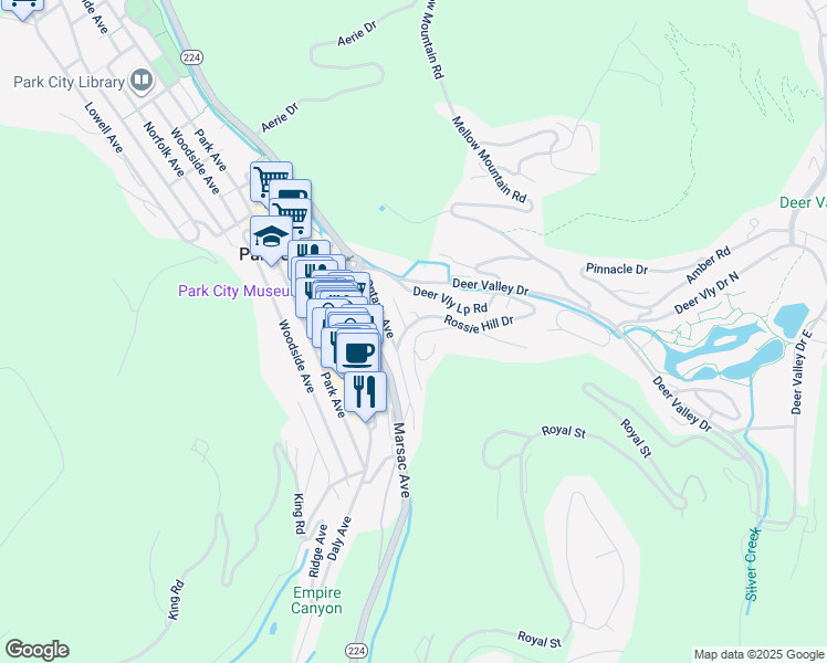 map of restaurants, bars, coffee shops, grocery stores, and more near 347 McHenry Street in Park City