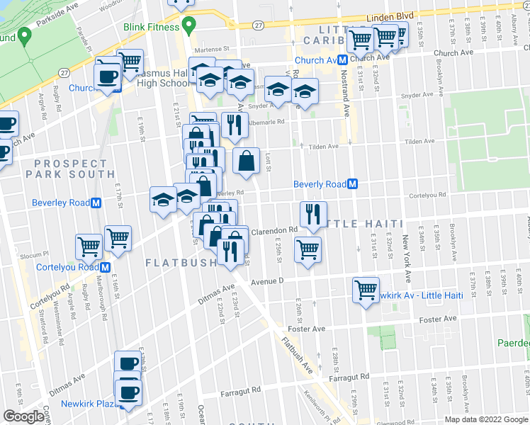 map of restaurants, bars, coffee shops, grocery stores, and more near 2439 Bedford Avenue in Brooklyn