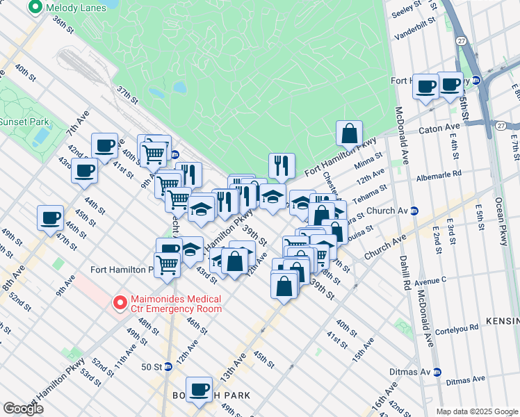 map of restaurants, bars, coffee shops, grocery stores, and more near in Brooklyn