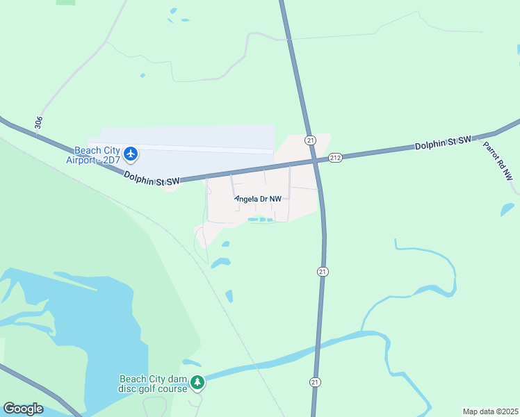 map of restaurants, bars, coffee shops, grocery stores, and more near 5320 Angela Drive Northwest in Beach City