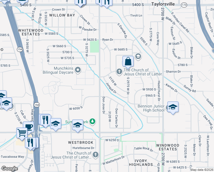 map of restaurants, bars, coffee shops, grocery stores, and more near 5908 Jonquil Drive in Taylorsville
