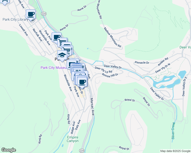 map of restaurants, bars, coffee shops, grocery stores, and more near 347 McHenry Street in Park City