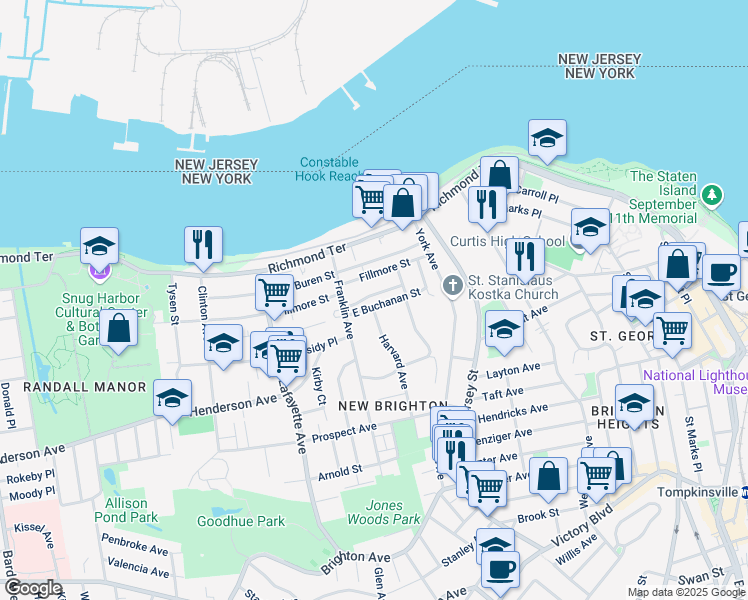 map of restaurants, bars, coffee shops, grocery stores, and more near 32 Eadie Place in Staten Island