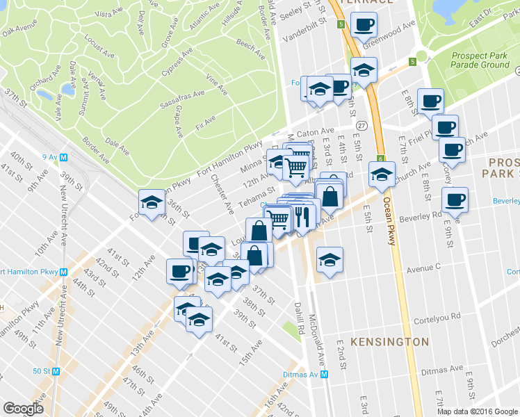 map of restaurants, bars, coffee shops, grocery stores, and more near 28 Clara Street in Brooklyn