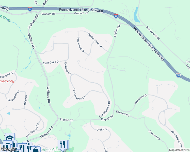 map of restaurants, bars, coffee shops, grocery stores, and more near 513 Cambridge Court in Wexford