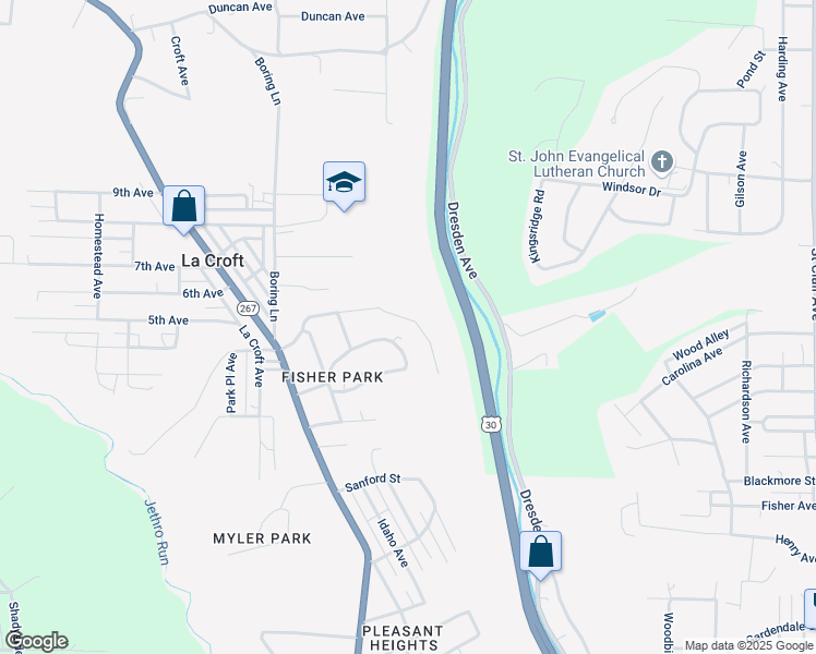 map of restaurants, bars, coffee shops, grocery stores, and more near 325 North Shadylane Drive in East Liverpool