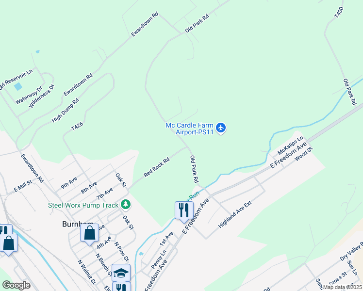 map of restaurants, bars, coffee shops, grocery stores, and more near 200 Old Park Road in Lewistown