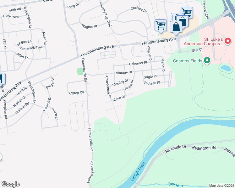map of restaurants, bars, coffee shops, grocery stores, and more near 1786 Blush Drive in Easton
