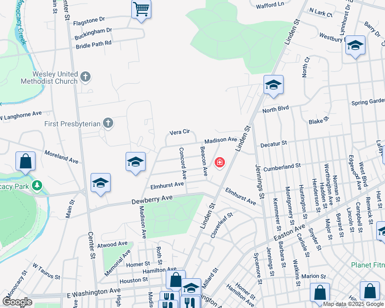 map of restaurants, bars, coffee shops, grocery stores, and more near 523 Greenwood Avenue in Bethlehem