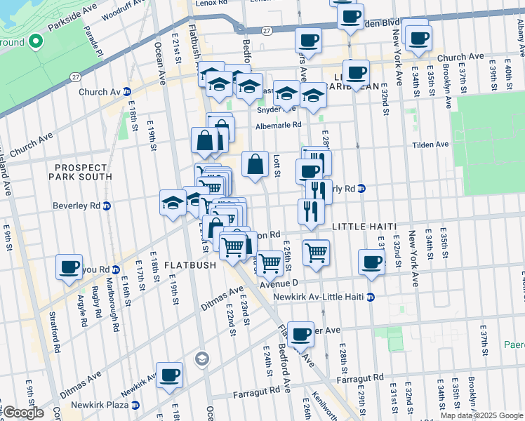 map of restaurants, bars, coffee shops, grocery stores, and more near 2439 Bedford Avenue in Brooklyn