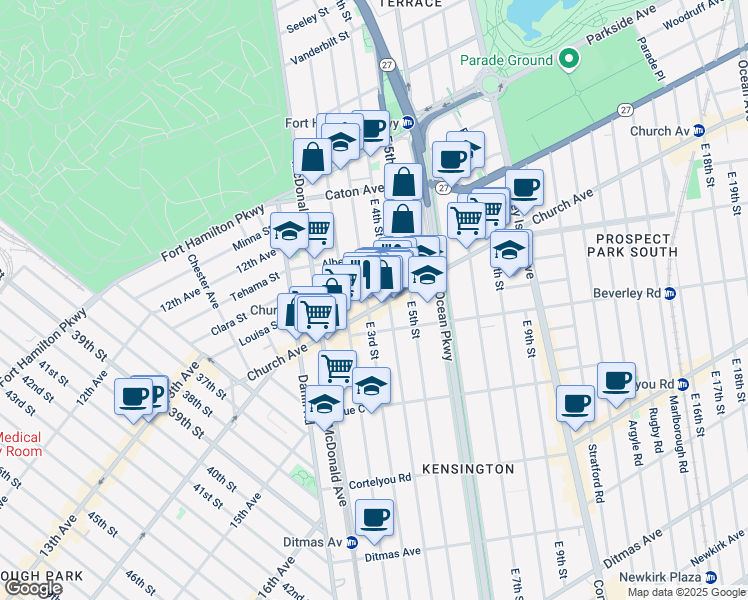 map of restaurants, bars, coffee shops, grocery stores, and more near in Brooklyn
