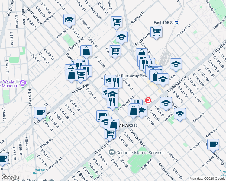 map of restaurants, bars, coffee shops, grocery stores, and more near in Brooklyn