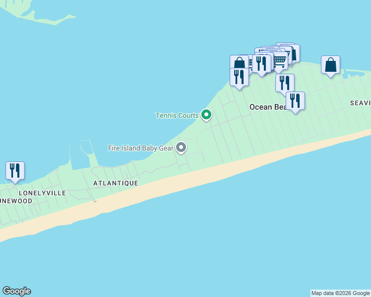 map of restaurants, bars, coffee shops, grocery stores, and more near 55 Sexton Walk in Ocean Beach