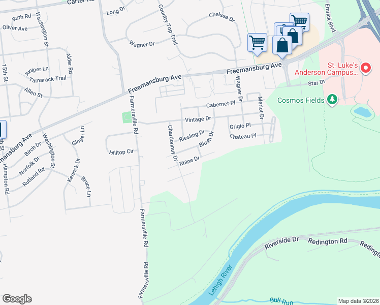map of restaurants, bars, coffee shops, grocery stores, and more near 1786 Blush Drive in Easton