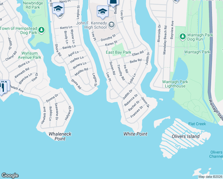 map of restaurants, bars, coffee shops, grocery stores, and more near 2616 Glenn Drive in Bellmore