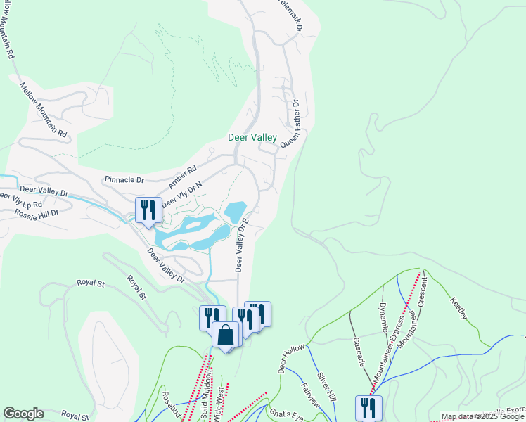 map of restaurants, bars, coffee shops, grocery stores, and more near 2900 Deer Valley Drive East in Park City