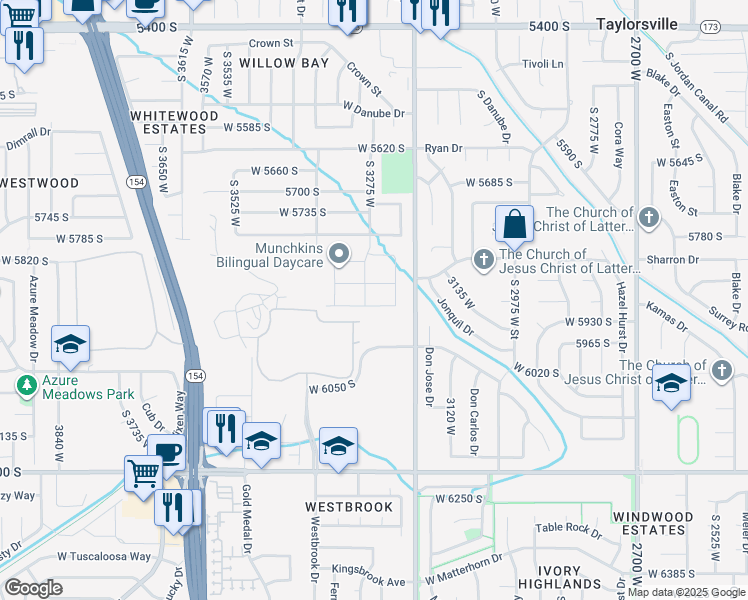 map of restaurants, bars, coffee shops, grocery stores, and more near 3274 West 5900 South in Salt Lake City
