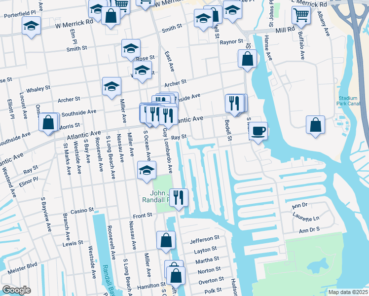 map of restaurants, bars, coffee shops, grocery stores, and more near 122 Cornelius Street in Freeport