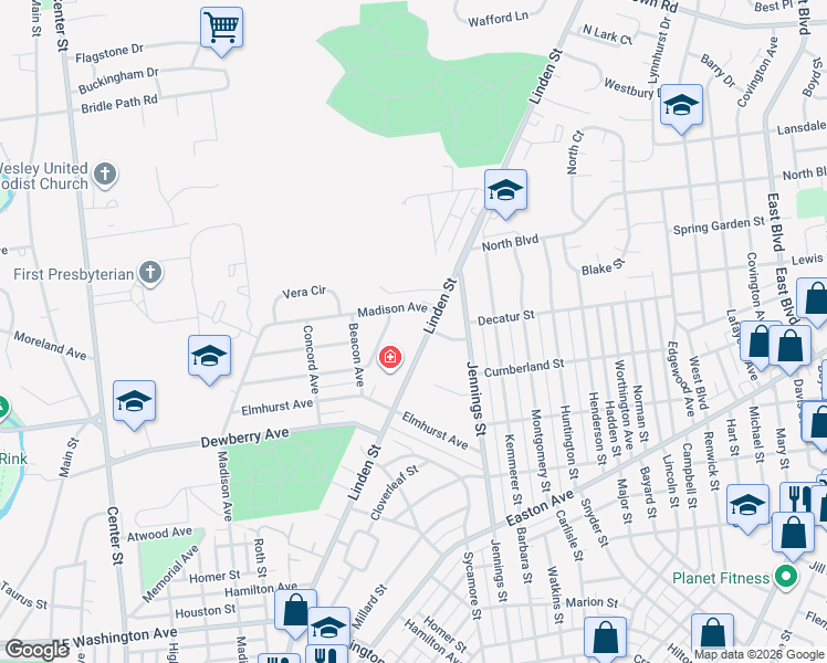 map of restaurants, bars, coffee shops, grocery stores, and more near 2348 Woodcrest Avenue in Bethlehem