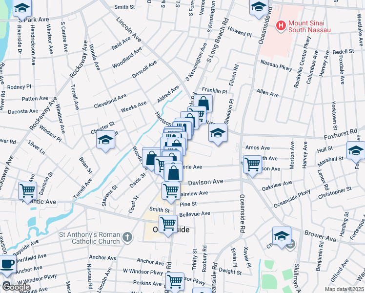 map of restaurants, bars, coffee shops, grocery stores, and more near 1 Tilrose Avenue in Oceanside