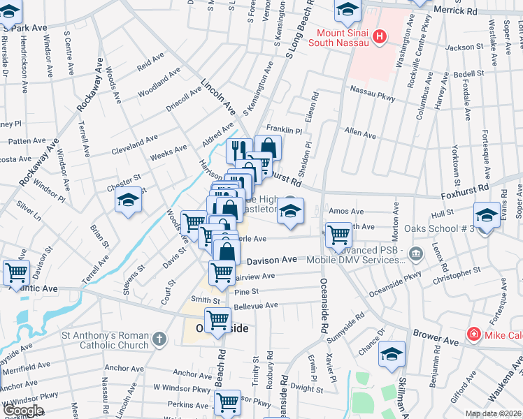 map of restaurants, bars, coffee shops, grocery stores, and more near 35 Homecrest Court in Oceanside