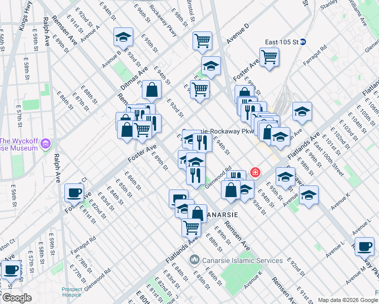 map of restaurants, bars, coffee shops, grocery stores, and more near in Brooklyn