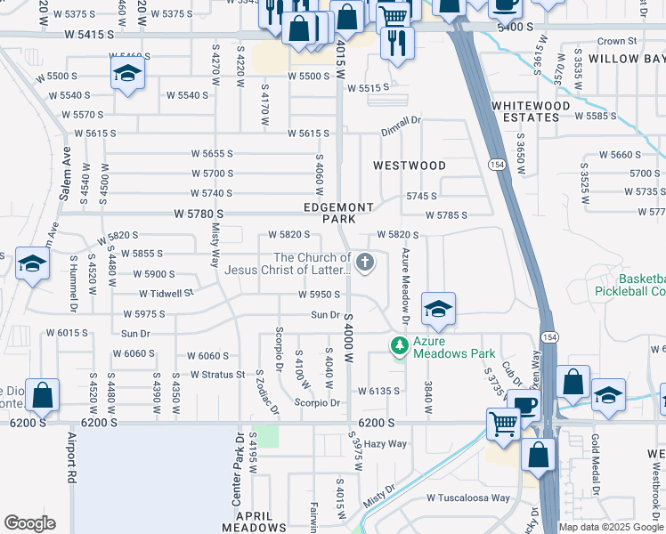 map of restaurants, bars, coffee shops, grocery stores, and more near 4026 West 5900 South in Kearns