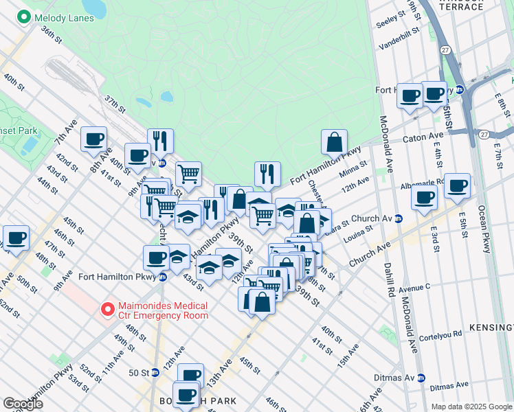 map of restaurants, bars, coffee shops, grocery stores, and more near in Brooklyn