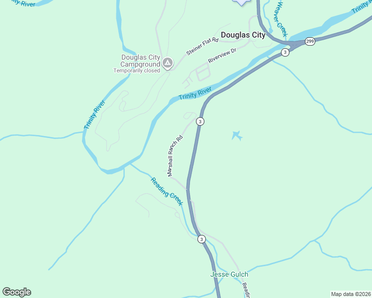 map of restaurants, bars, coffee shops, grocery stores, and more near 26180 California 3 in Douglas City
