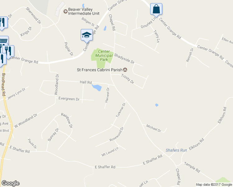 map of restaurants, bars, coffee shops, grocery stores, and more near 761 Chapel Road in Aliquippa