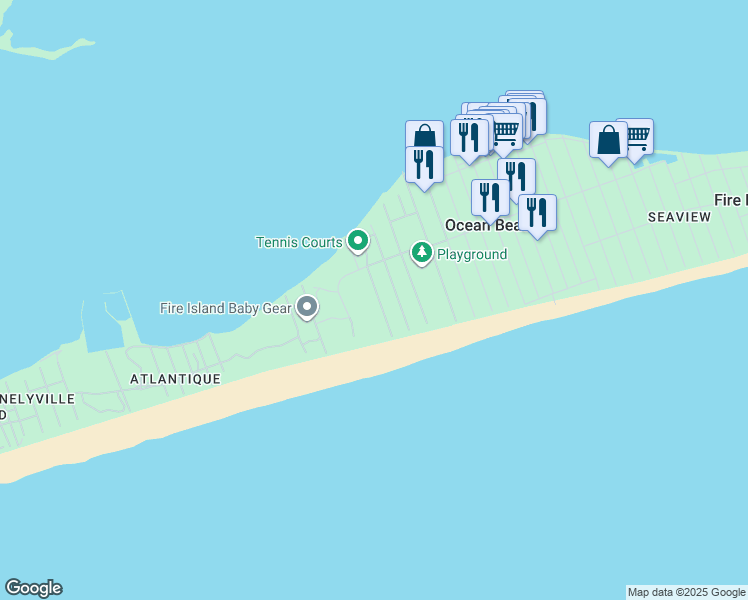 map of restaurants, bars, coffee shops, grocery stores, and more near 35 Schooner Walk in Bay Shore