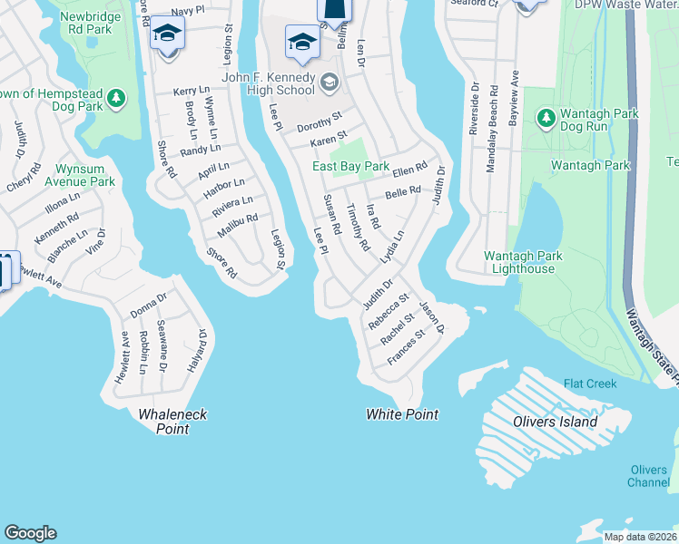 map of restaurants, bars, coffee shops, grocery stores, and more near 2616 Glenn Drive in Bellmore
