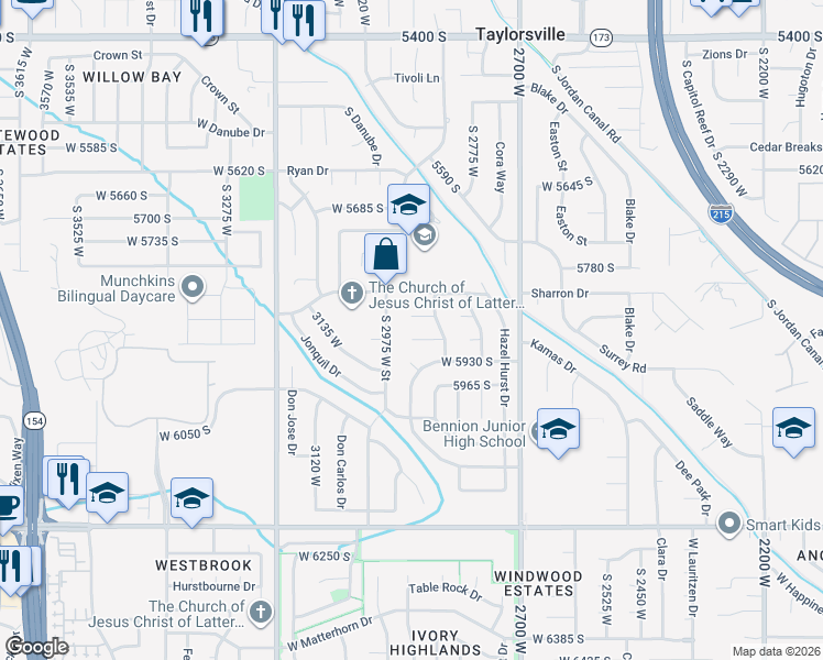 map of restaurants, bars, coffee shops, grocery stores, and more near 2897 Curry Circle in Taylorsville