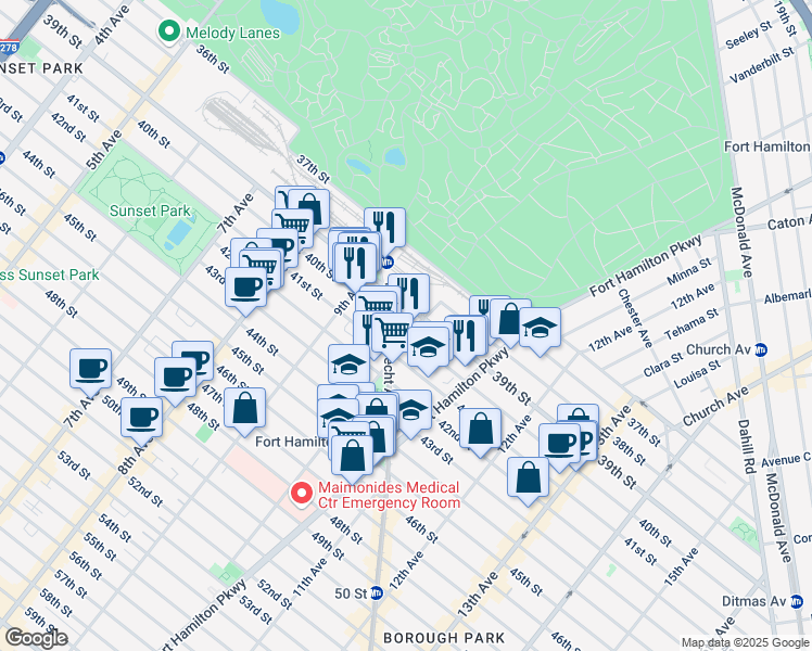 map of restaurants, bars, coffee shops, grocery stores, and more near in Brooklyn