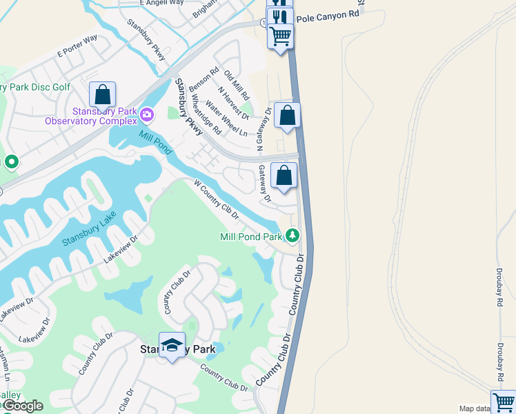 map of restaurants, bars, coffee shops, grocery stores, and more near 574 Hal Street in Stansbury Park